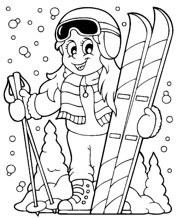 printable girl in winter coloring pages
