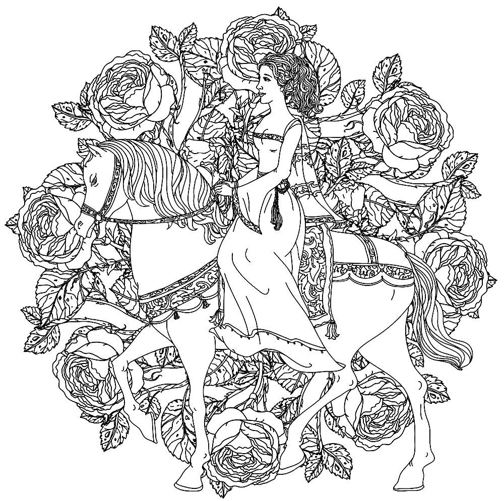 printable horse coloring pages flowers