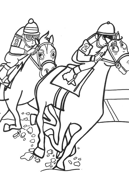 printable horse racing coloring pages
