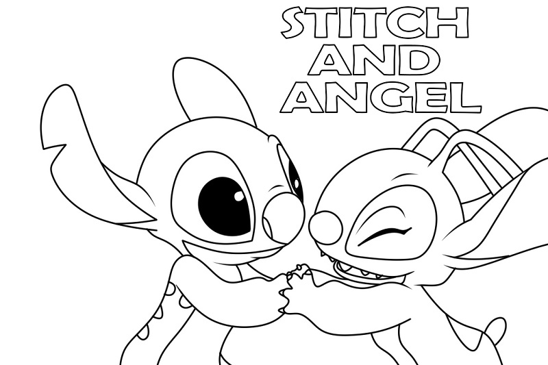 Printable Stitch and Angel Coloring Pages
