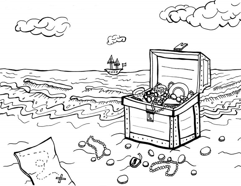 Printable Treasure Chest Coloring Page