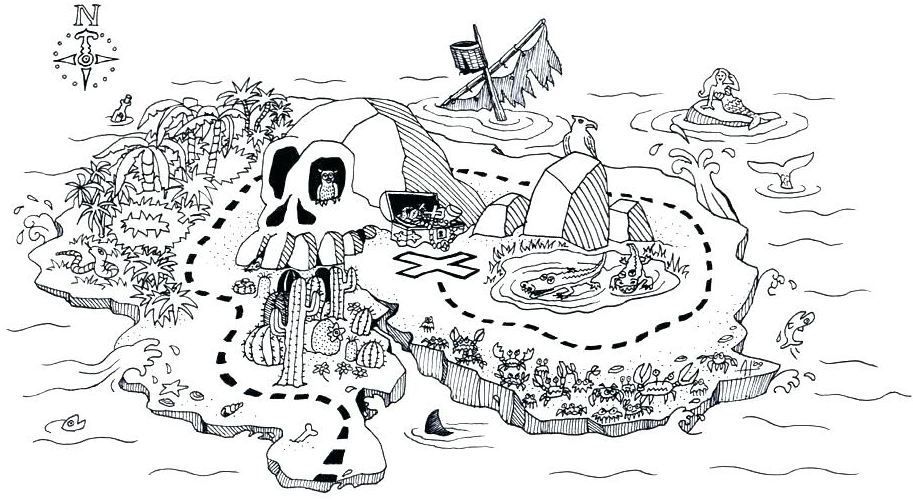 Printable Treasure Map Coloring Page