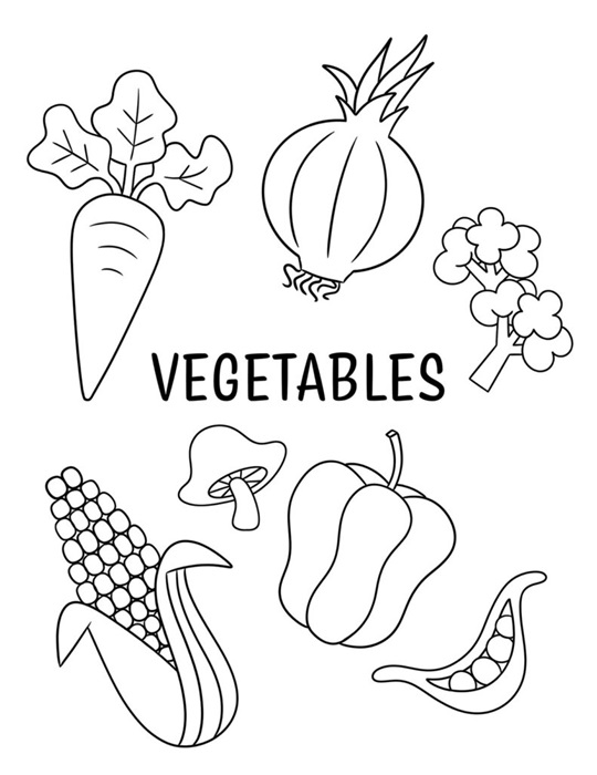 Printable Vegetables Coloring Pages