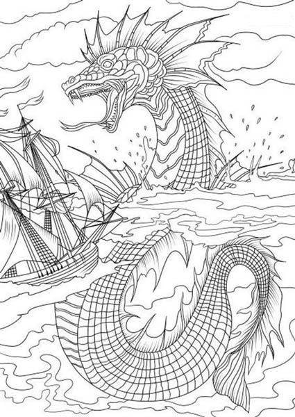 printable water dragon coloring page