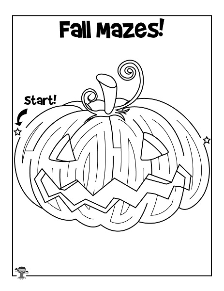 Pumpkin Maze Coloring Pages for Kids