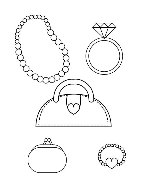 Purse Jewelry Coloring Page