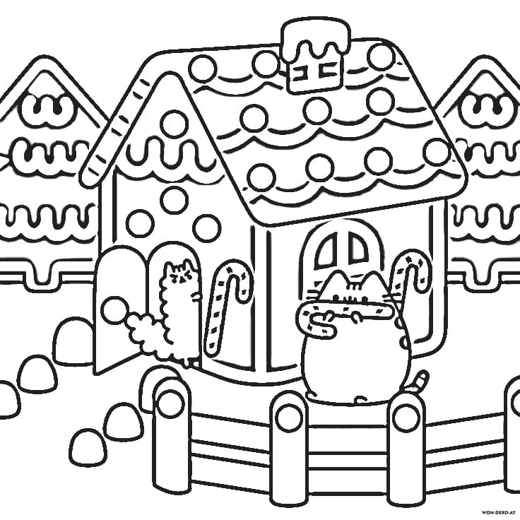 pusheen winter coloring pages