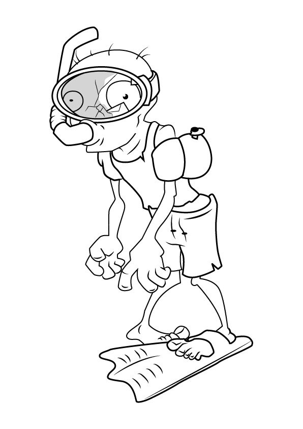 Plants vs Zombies 2 Scuba Zombie Coloring Pages