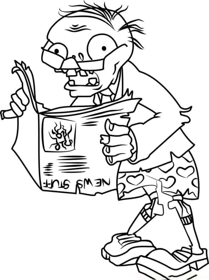 Plants vs Zombies Newspaper Zombie Coloring Pages