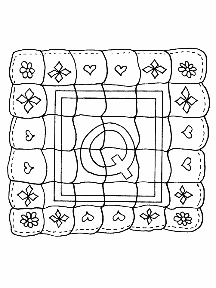 Q Quilt Alphabet Coloring Pages