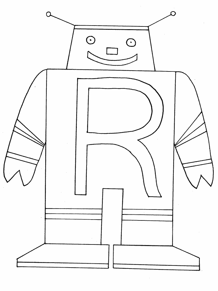 R Robot Alphabet Coloring Pages