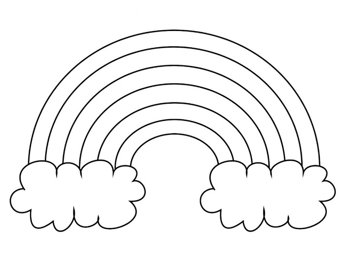 Rainbow and Clouds Coloring Page