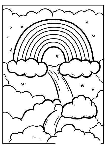 Rainbow Clouds Coloring Page