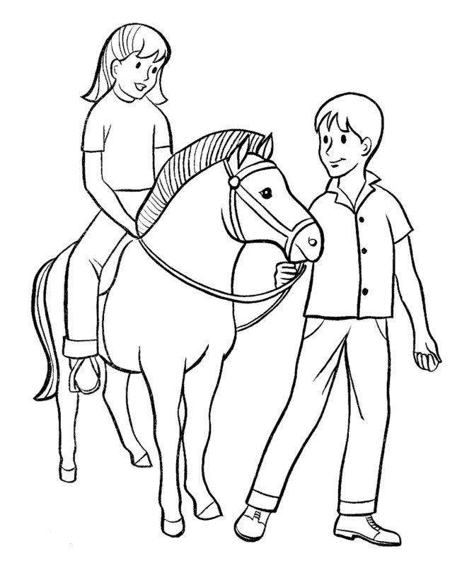 raising our kids.com horse and boy coloring pages