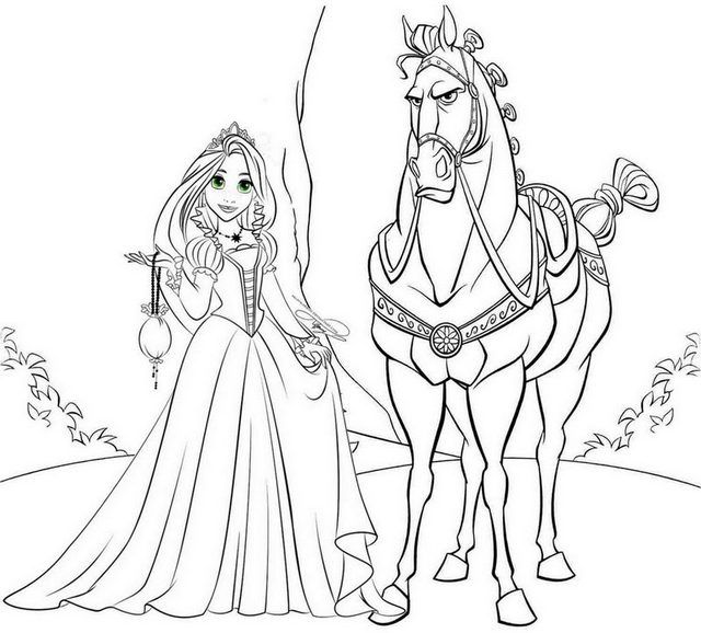 rapunzel horse coloring pages