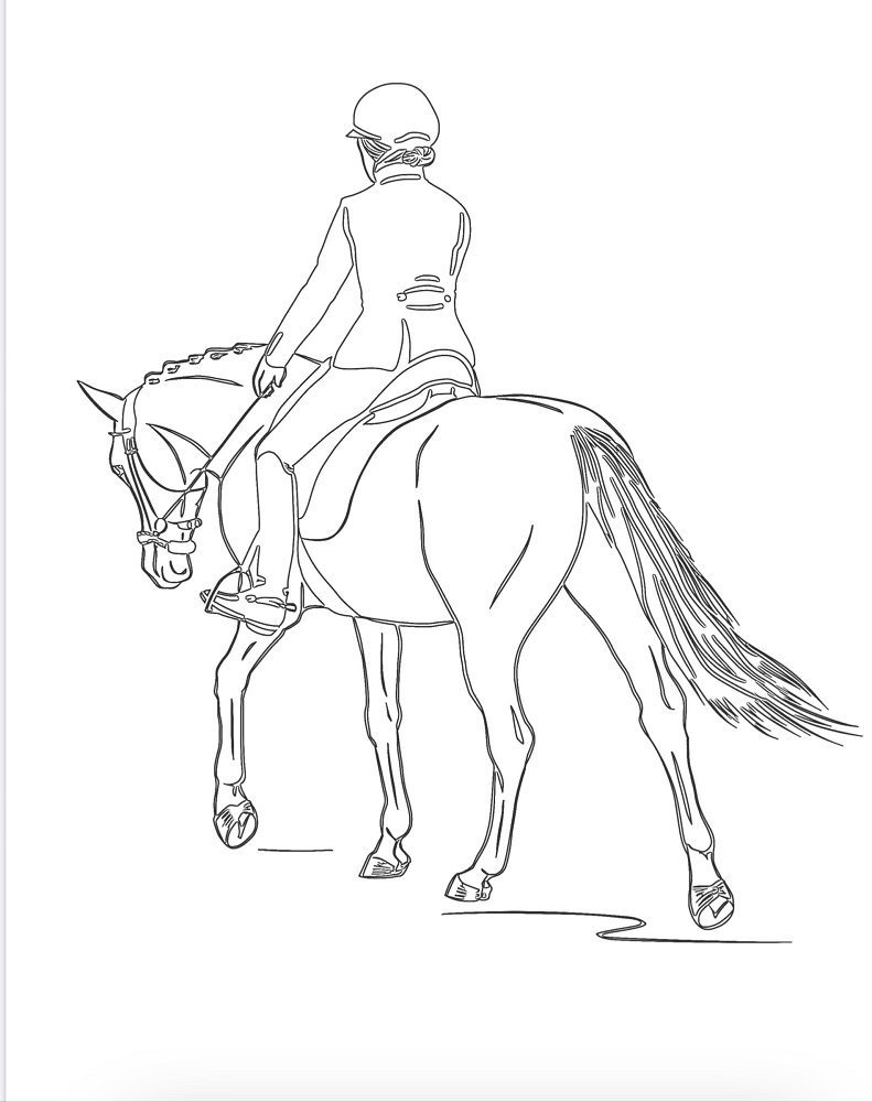 real horse riding coloring pages to print