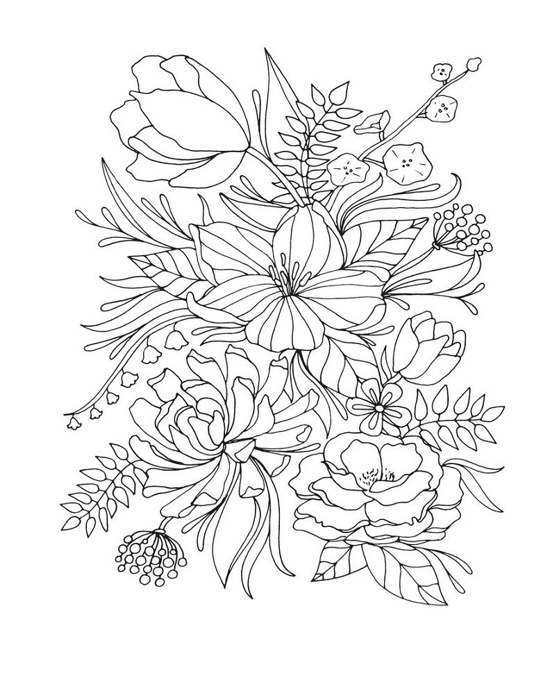 realistic flower coloring pages