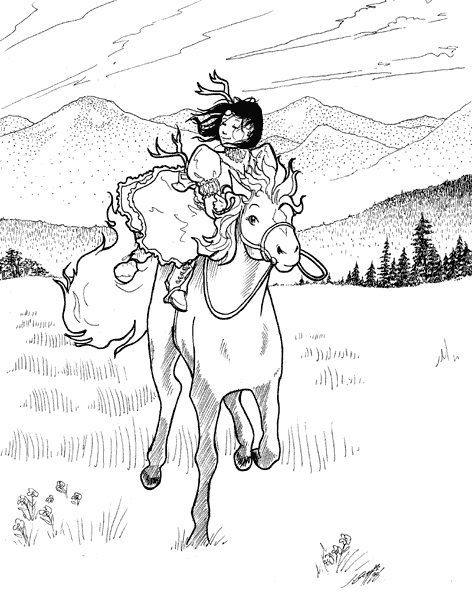 realistic girl riding a horse coloring pages