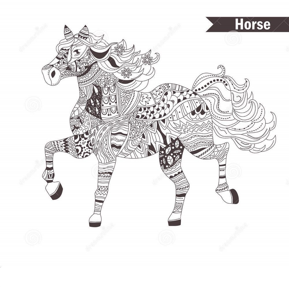 realistic henna horse running coloring pages