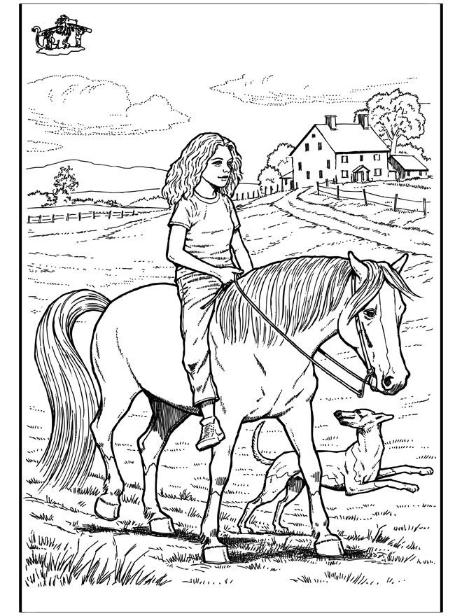 realistic horse and girl coloring pages