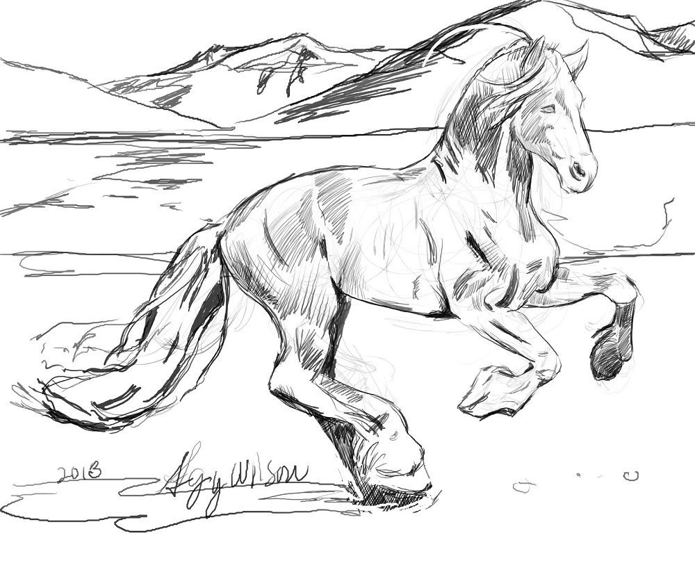 realistic horse galloping coloring pages