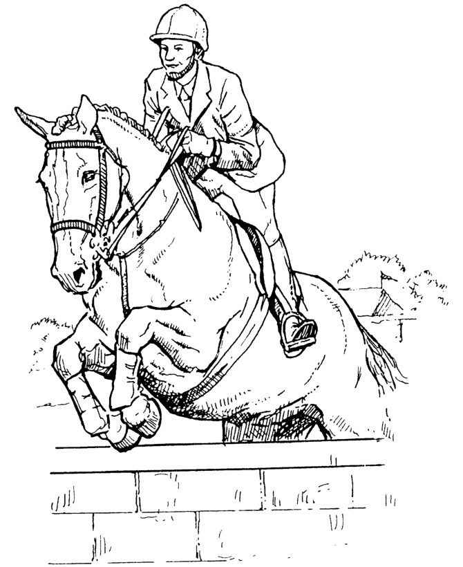 realistic horse jumping coloring pages