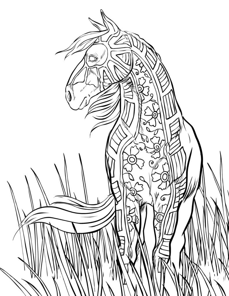 realistic horse mandala coloring pages