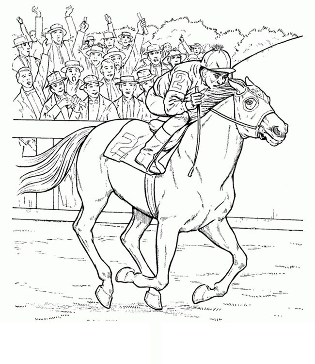 realistic horse racing coloring pages