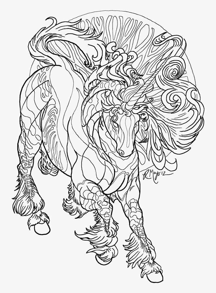 realistic unicorn coloring pages