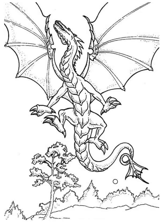 realistic water dragon coloring pages flying