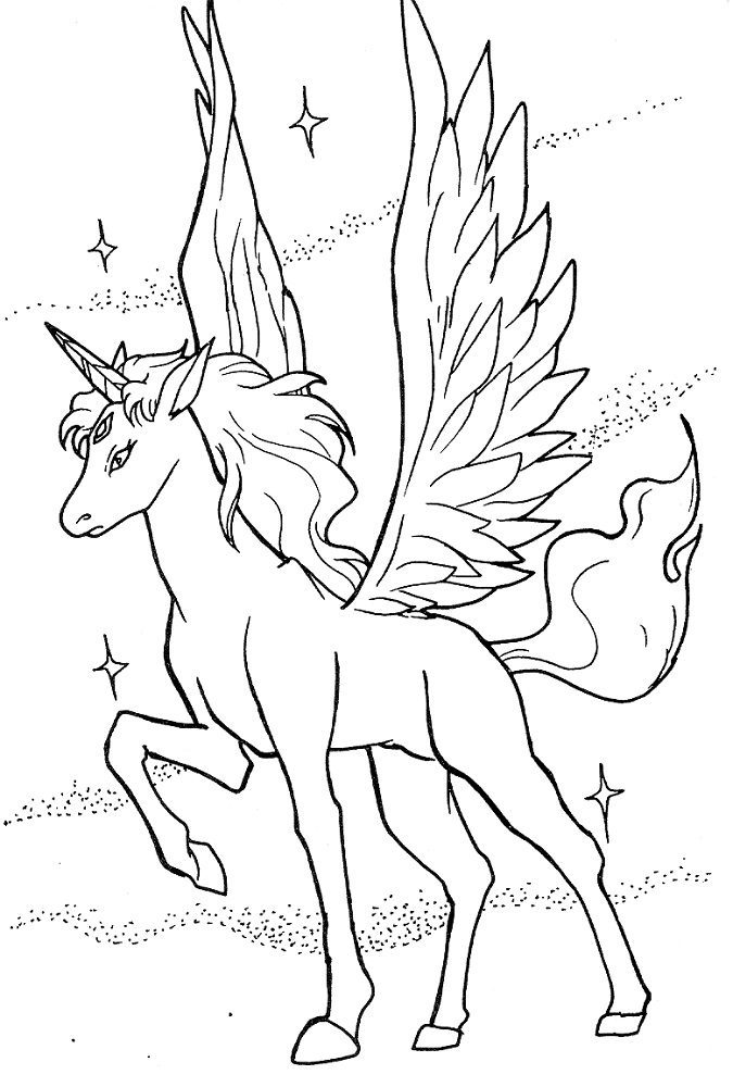 realistic winged unicorn coloring pages