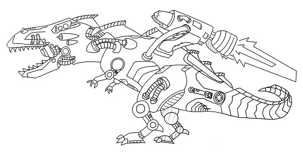 Robot Dinosaur Coloring Page