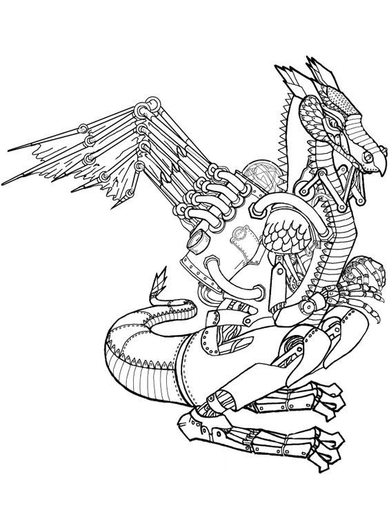 Robot Dragon Coloring Page