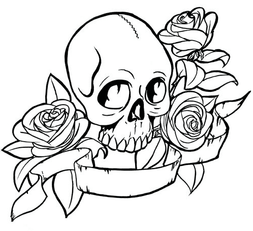 Rose Skull Coloring Page