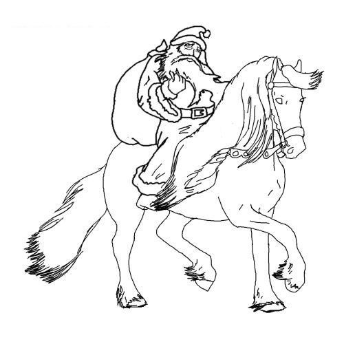 santa and horse coloring pages