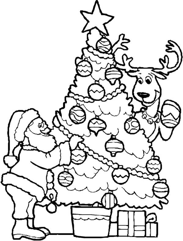 Santa Christmas Tree coloring page