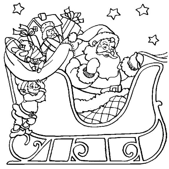 Santa Sleigh Coloring Page