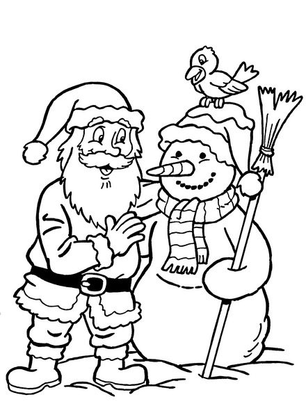 Santa Snowman Coloring Page