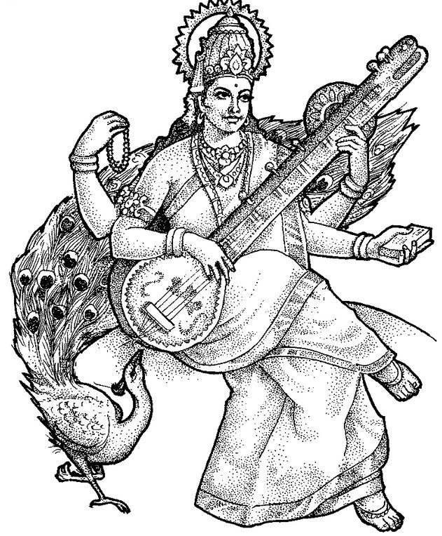 saraswati coloring page