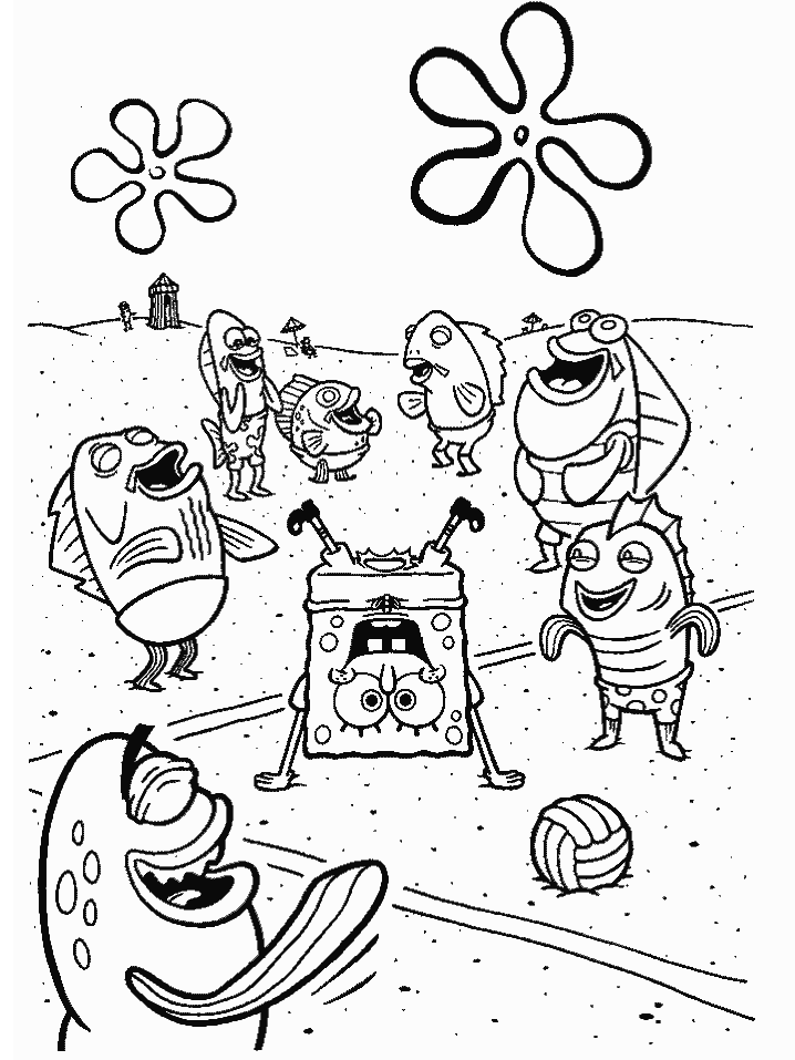 Spongebob Cartoons Color Page Free