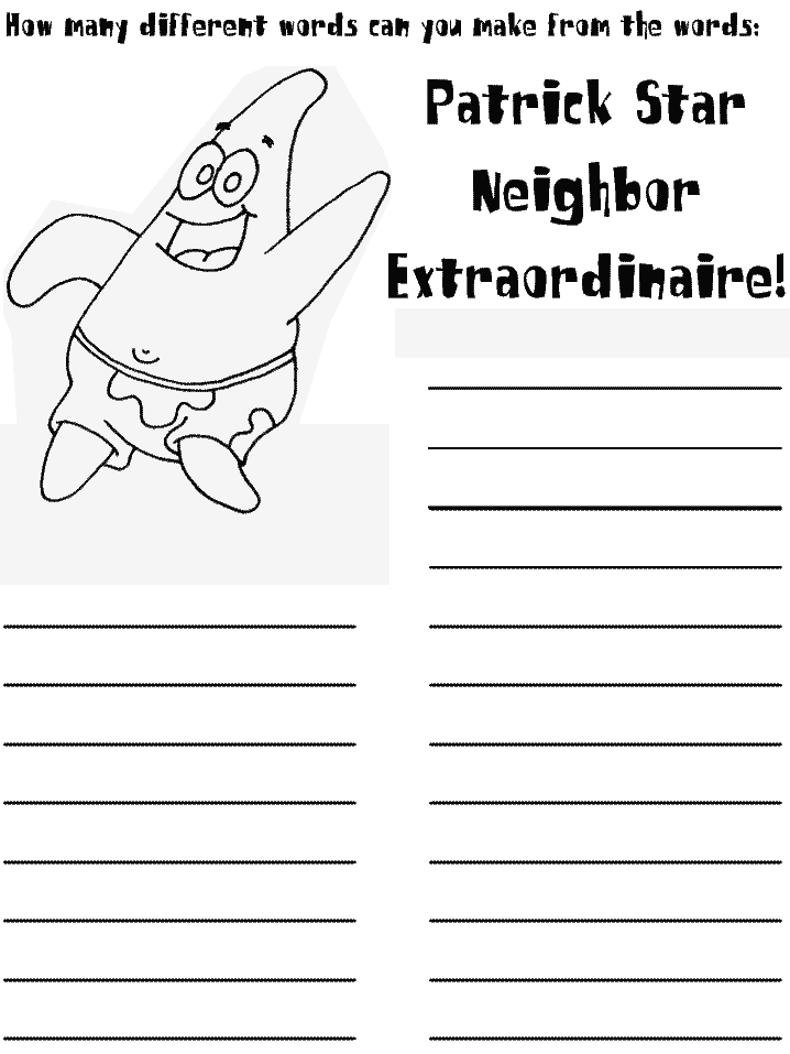 Sb Cartoons Printable Coloring Page