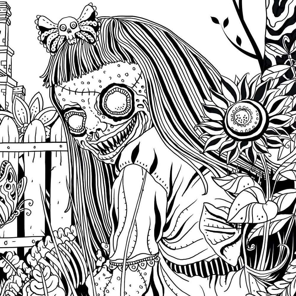 scary zombie coloring pages for adults