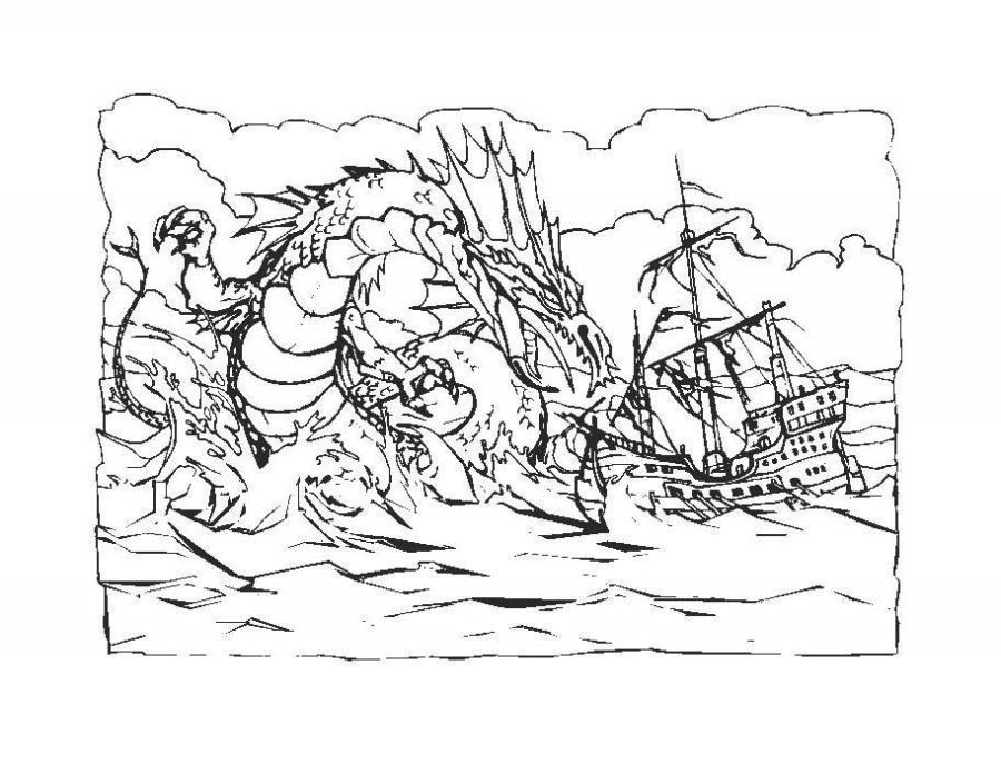 Sea Dragon Realistic Water Dragon Coloring Pages
