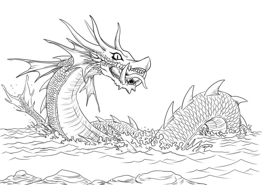 sea dragon water dragon coloring pages