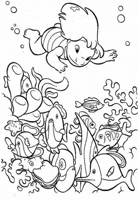 sea water coloring pages cartoon