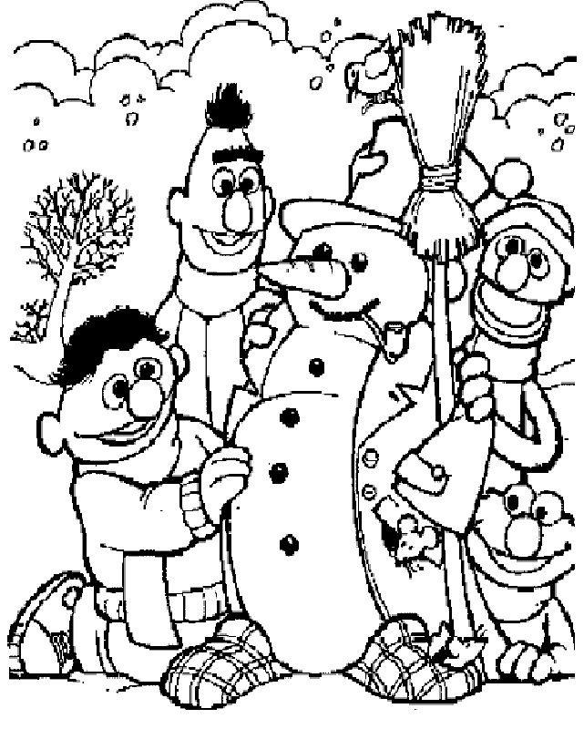 sesame street winter coloring pages