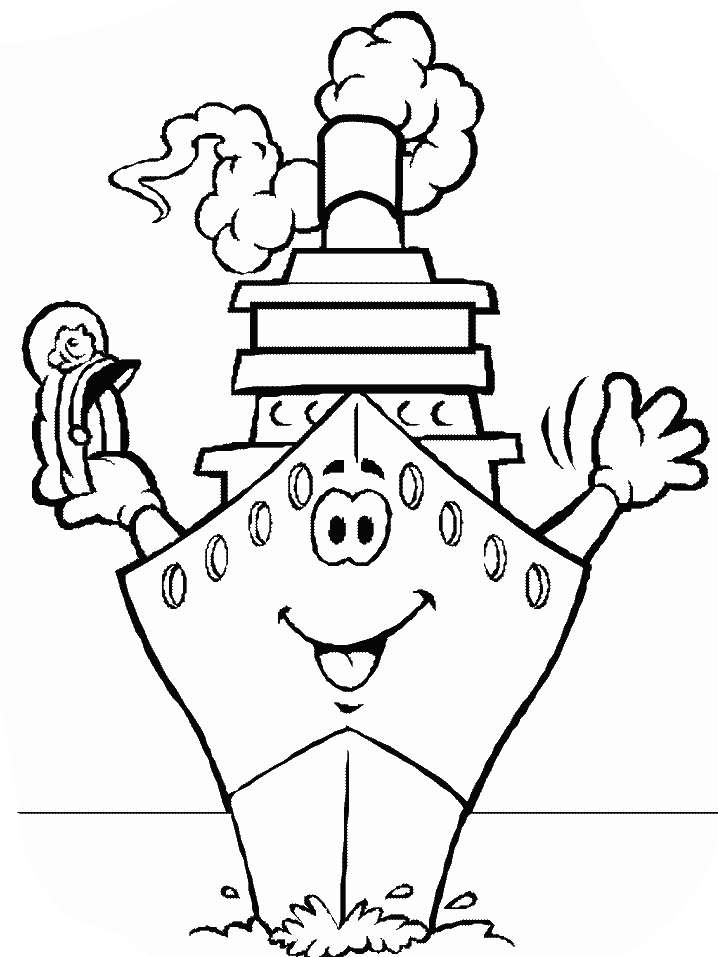 Smiley Ship Coloring Pages