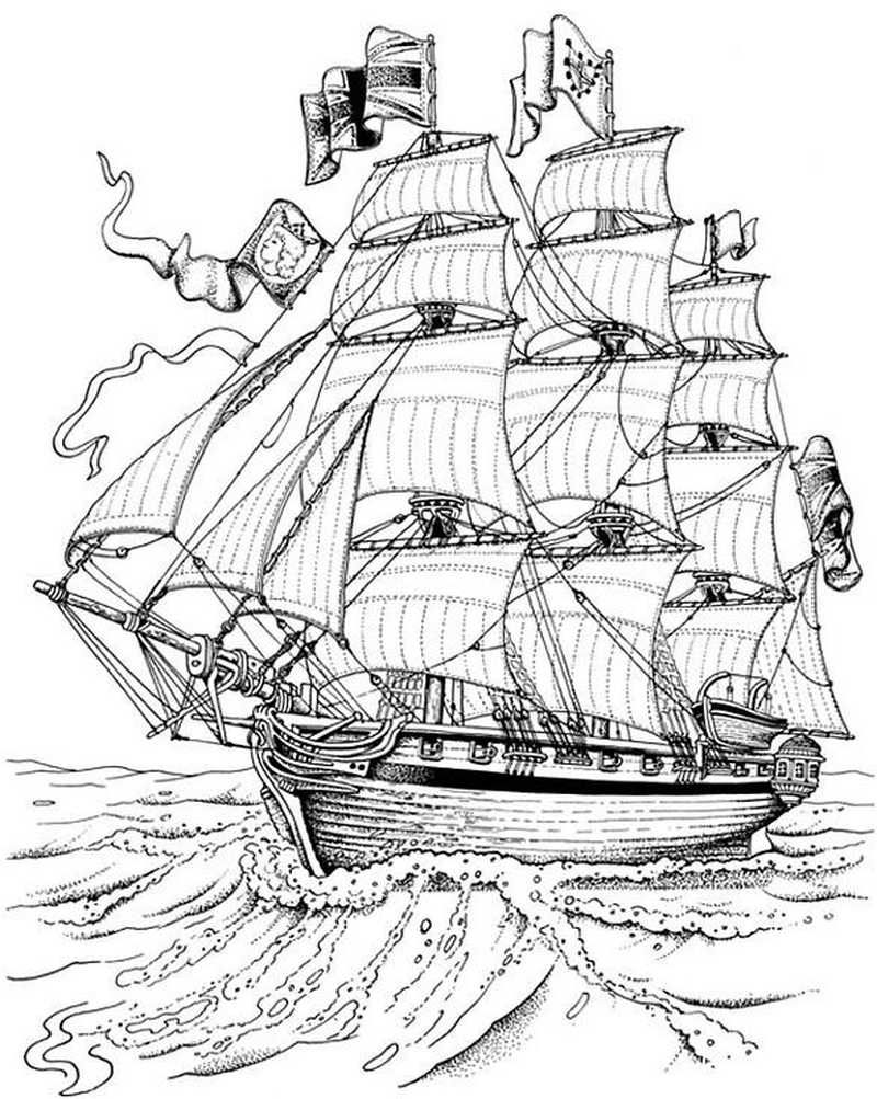 ships in water coloring pages