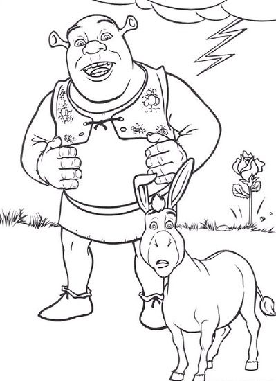 shrek and donkey coloring page