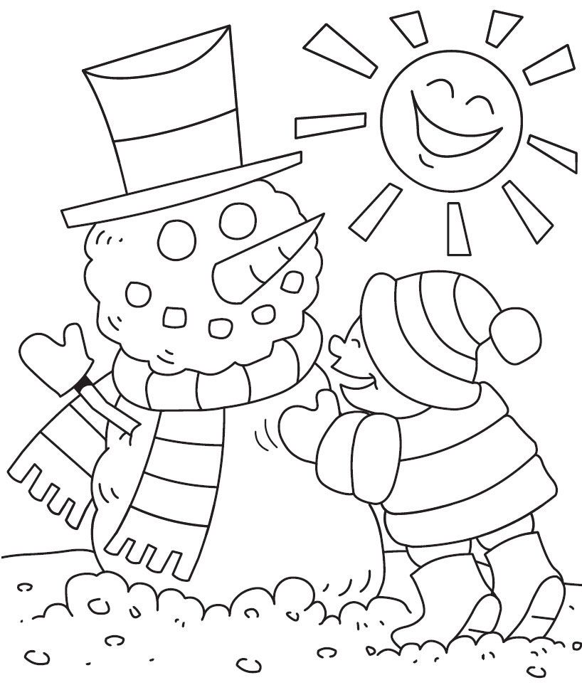 simple coloring pages for kids winter